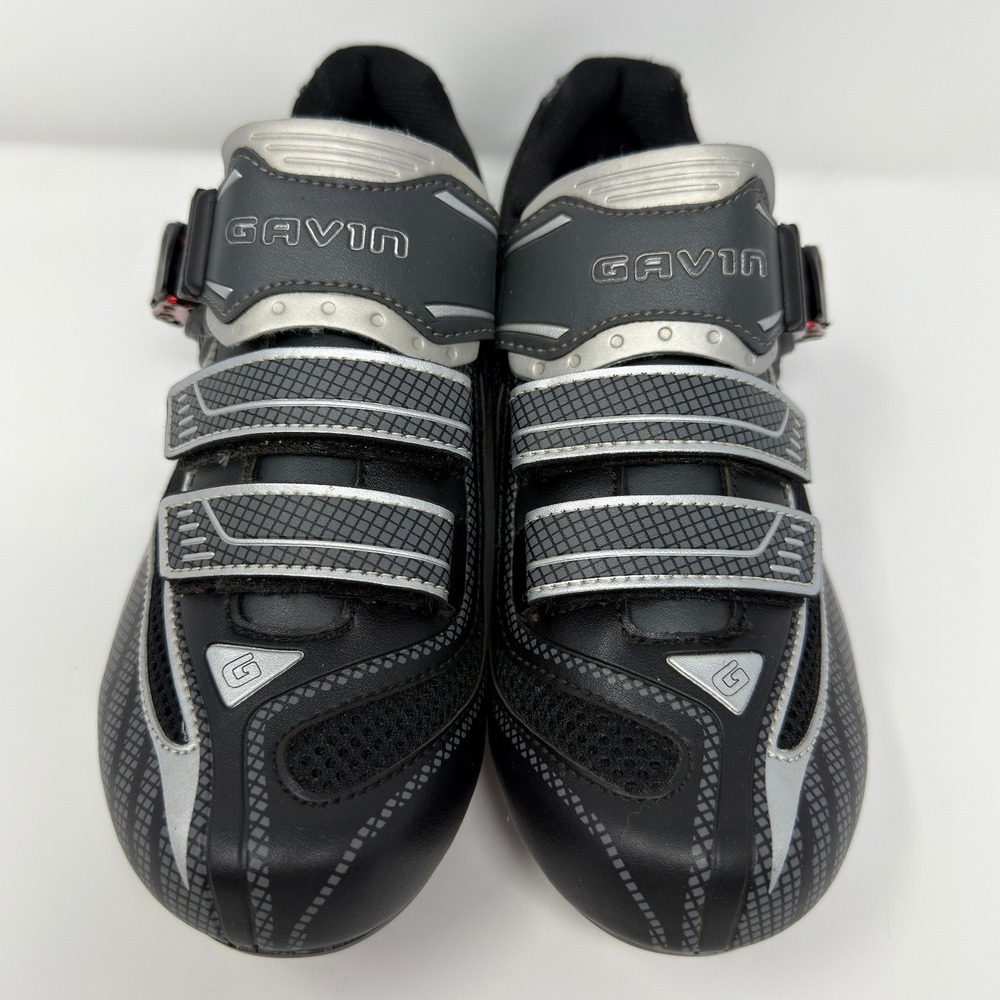 Gavin Road Cycling Shoes Black Silver Buckle Strap SPD SPD-SL Compatible Size 38 - Picture 2 of 10